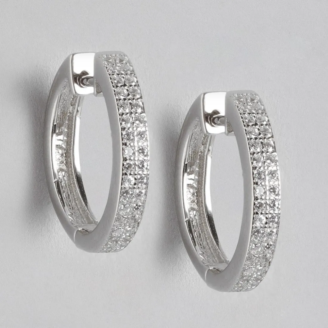 Eternal Hoop CZ Radiance Rhodium-Plated 925 Sterling Silver Earrings