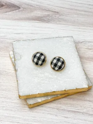 Fabric Button Stud Earrings