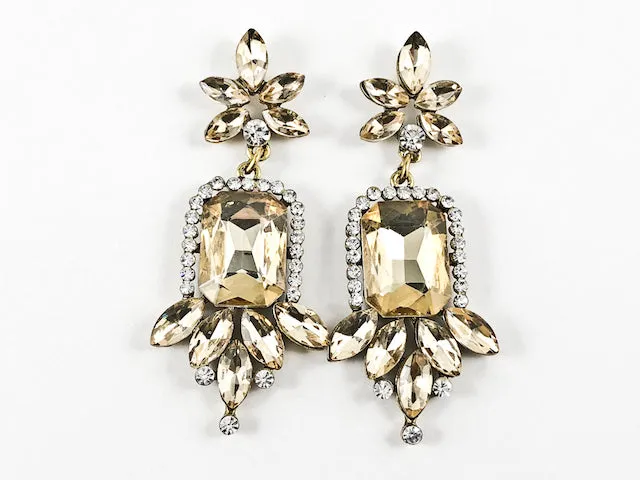 Fancy Stylish Star Floral Design Topaz Color Drop Fashion Earrings