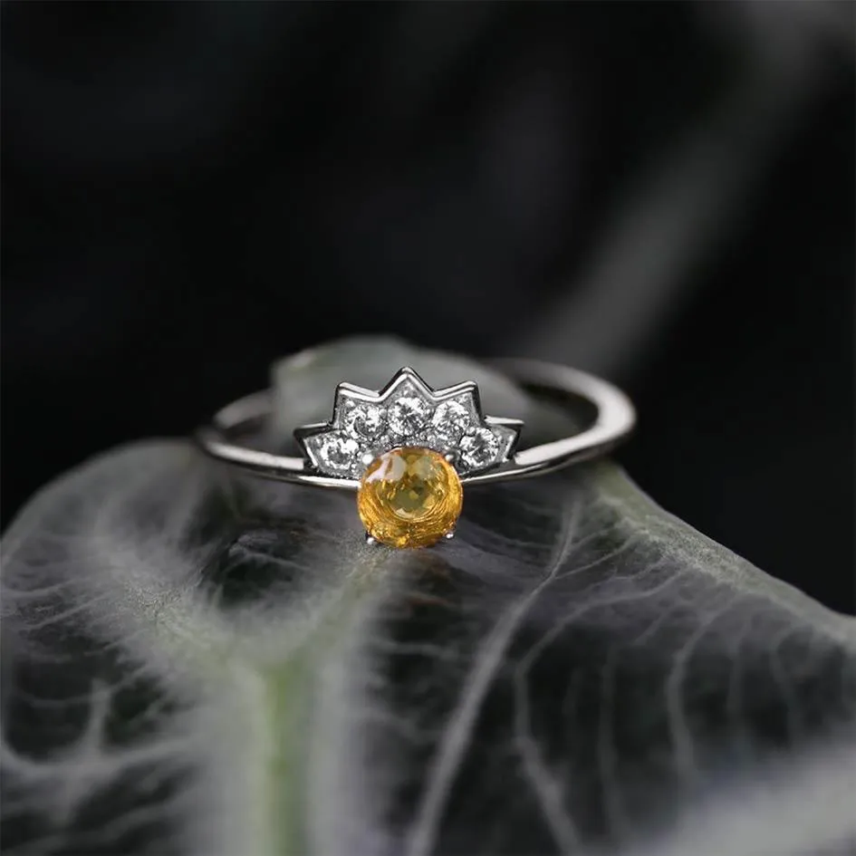 FLAPPER. Citrine Sunburst Silver Ring