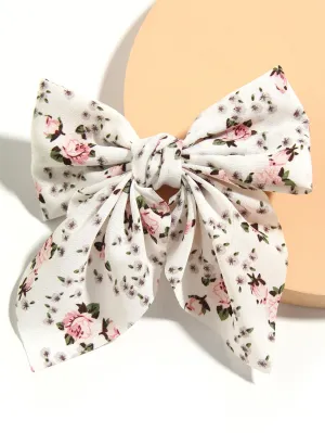 Floral Print Bow Knot Hair Clip for Women Barrette Styling Hair Accessories