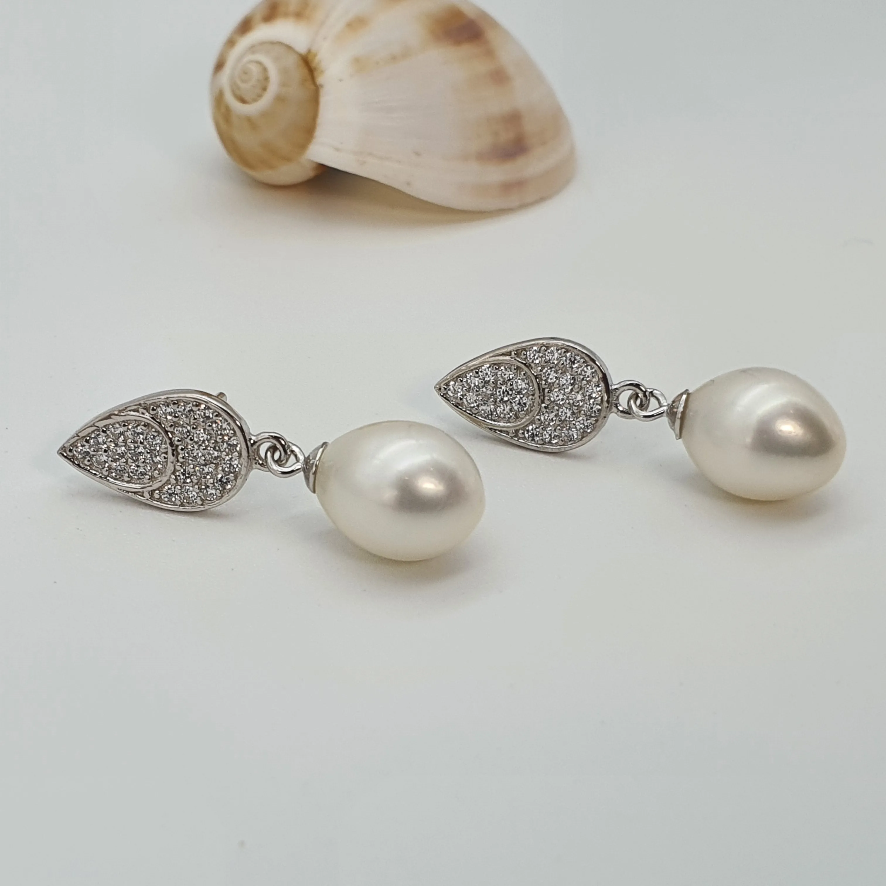 Freshwater Pearl Teardrop Earring, Sterling Silver