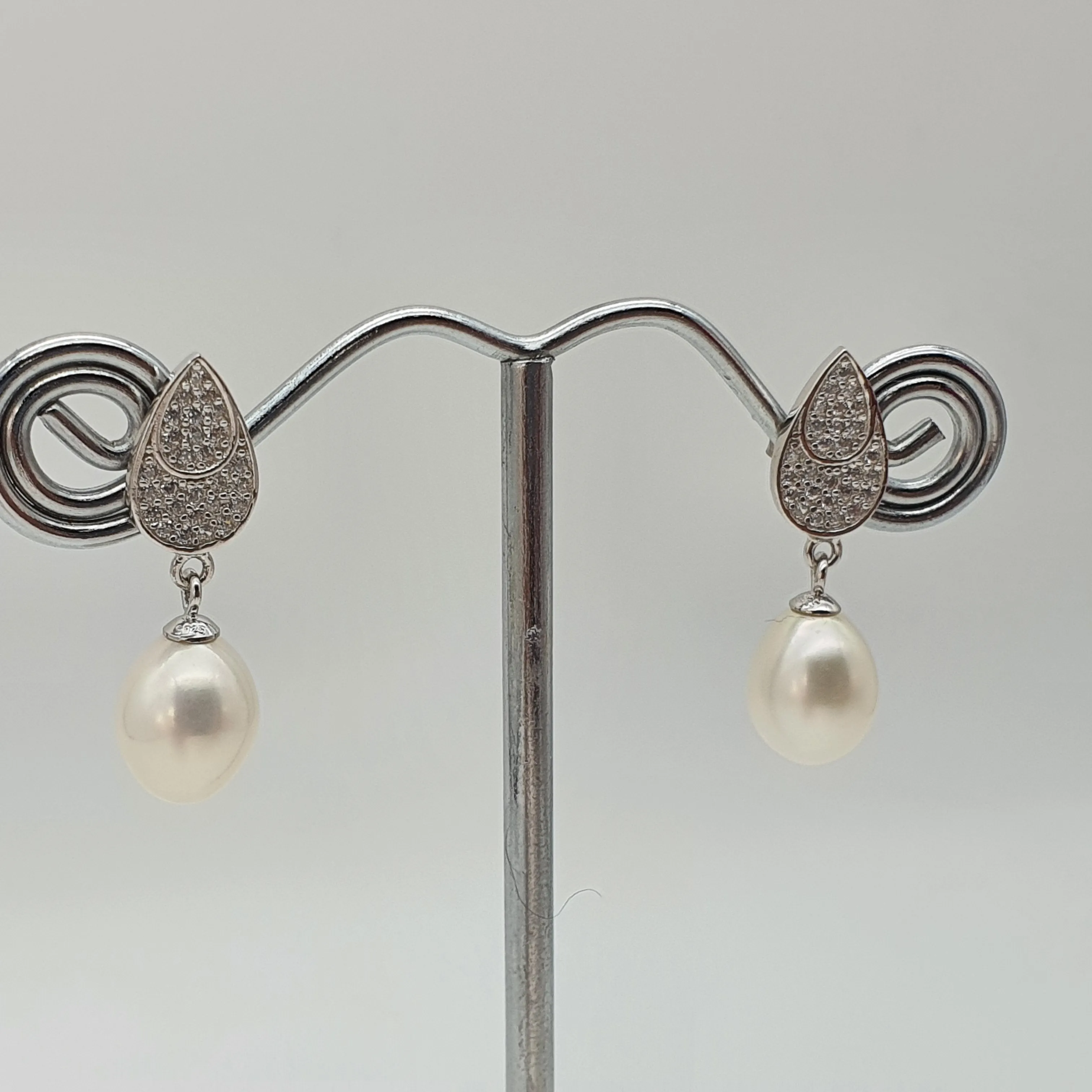 Freshwater Pearl Teardrop Earring, Sterling Silver