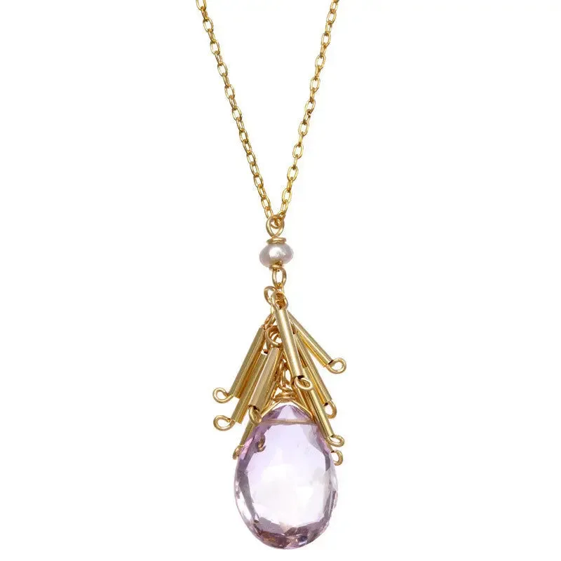 Fringed Pink Amethyst Necklace 2509 by Michelle Pressler Jewelry