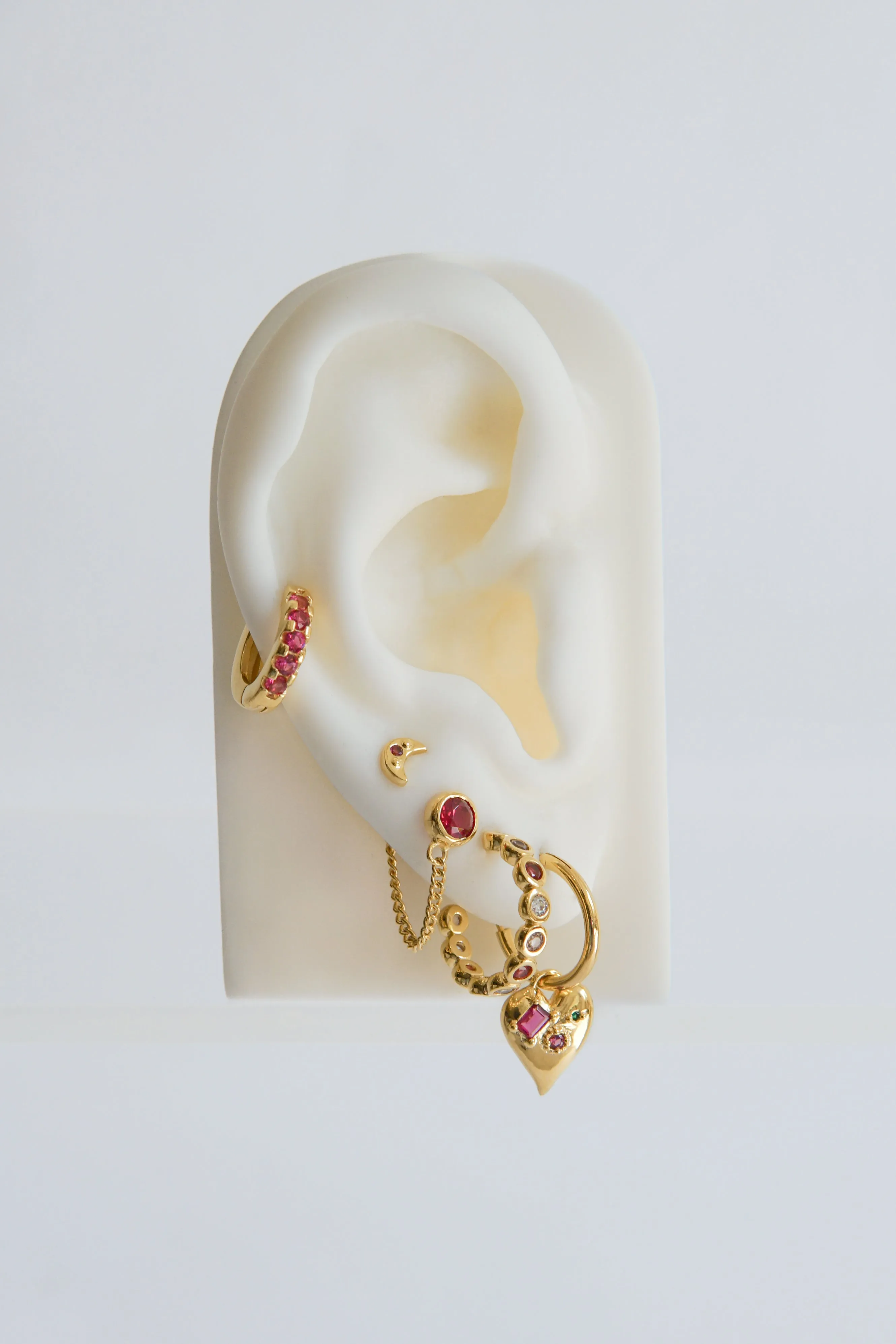 Fuchsia moon stud gold plated