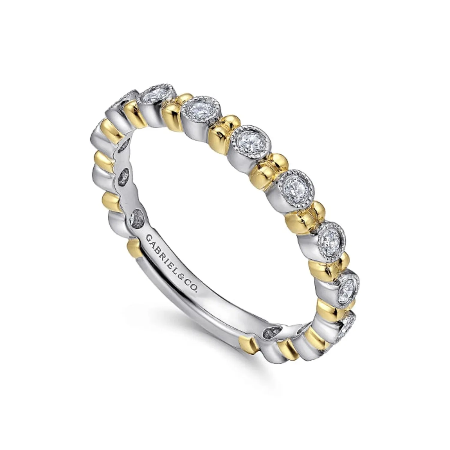 Gabriel & Co. Stackable Diamond Ring with Bead Spacers