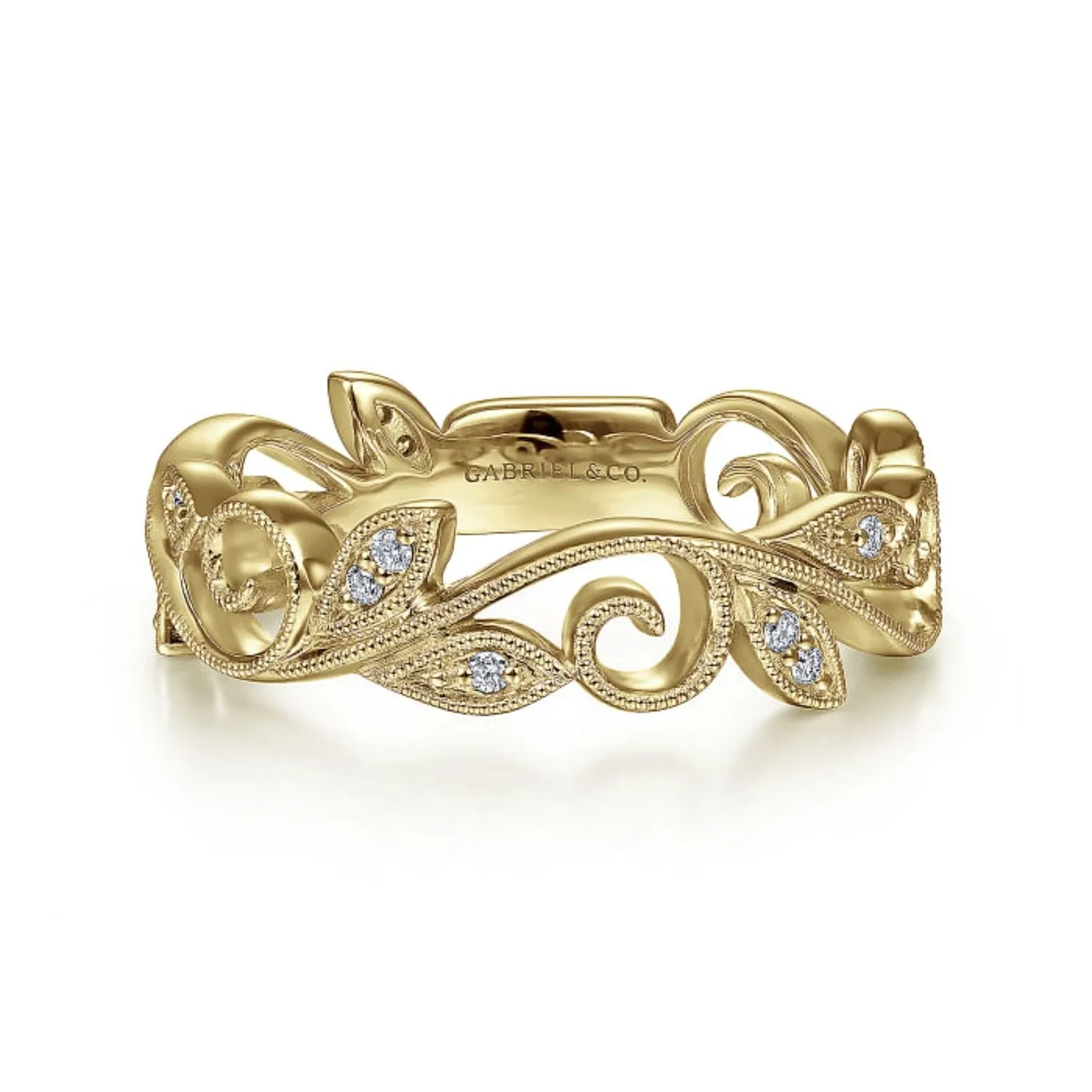 Gabriel & Co. Vintage Style Floral Leaf Stackable Ring