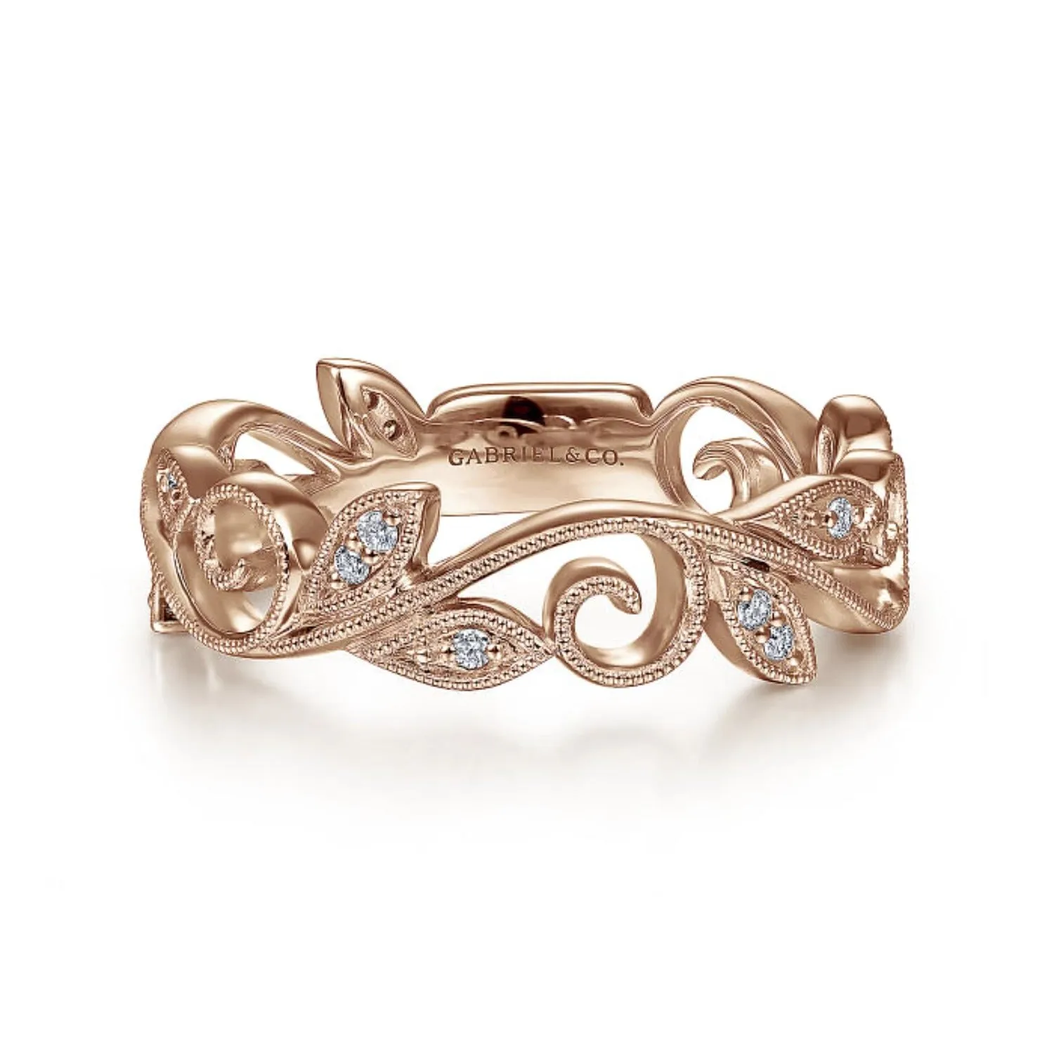 Gabriel & Co. Vintage Style Floral Leaf Stackable Ring