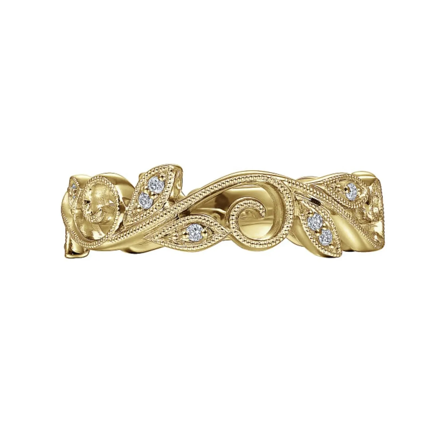 Gabriel & Co. Vintage Style Floral Leaf Stackable Ring