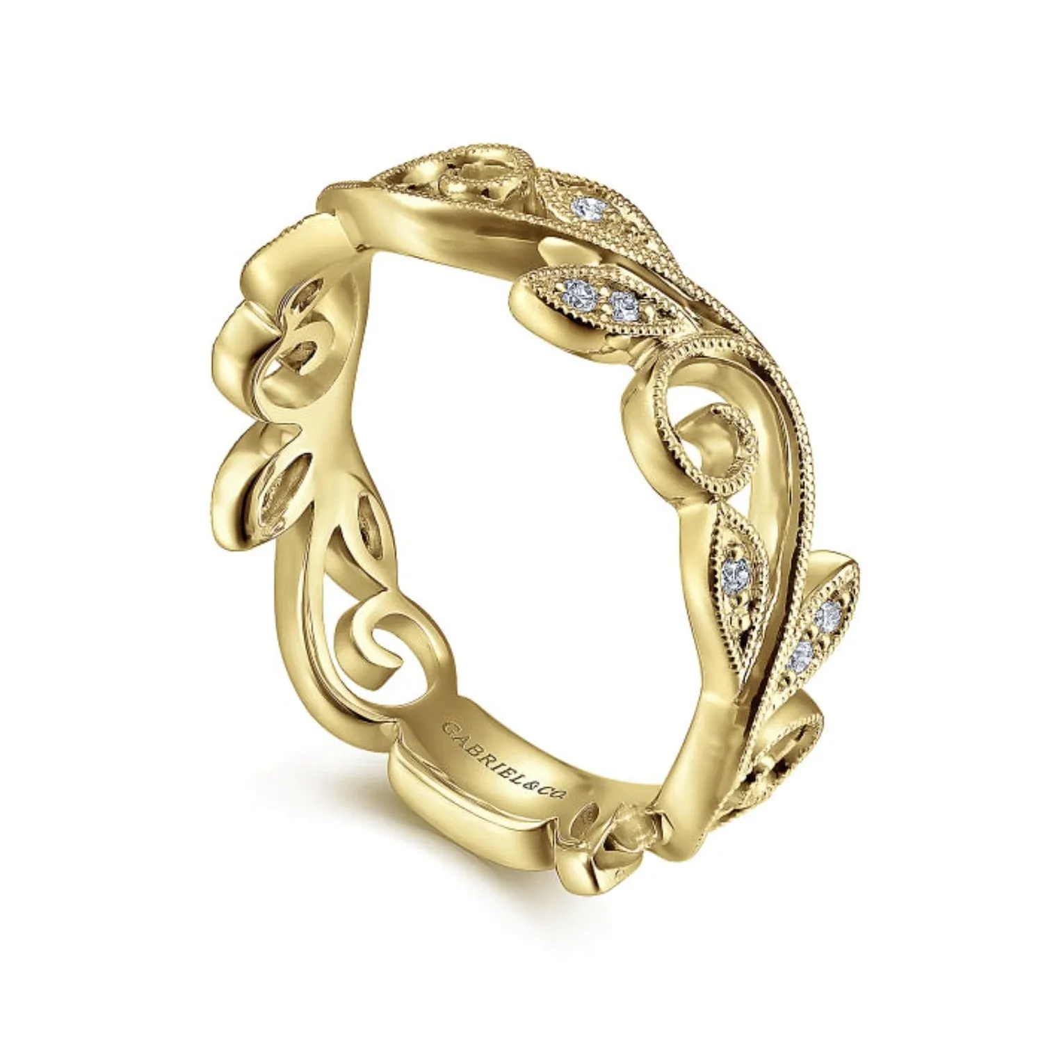 Gabriel & Co. Vintage Style Floral Leaf Stackable Ring