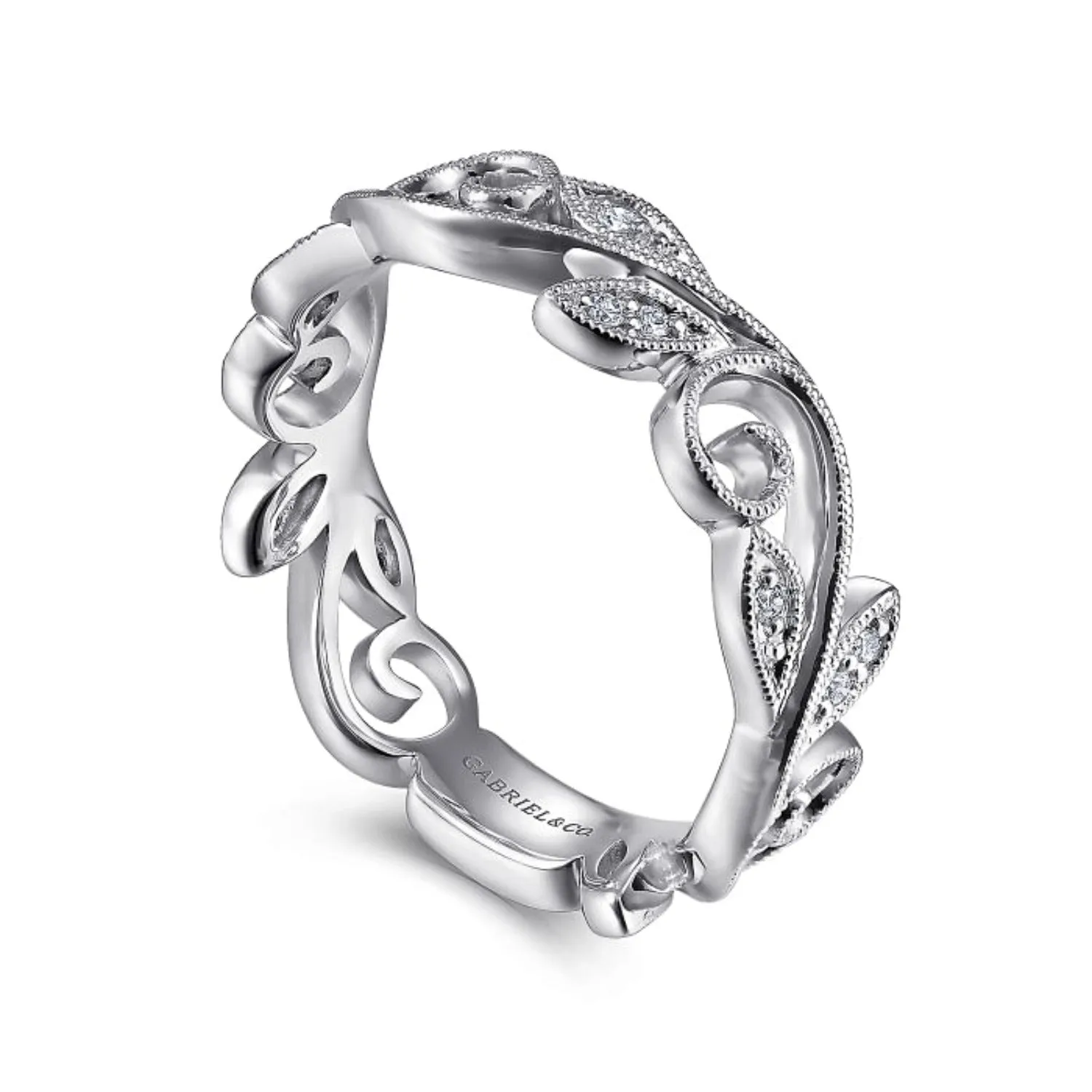 Gabriel & Co. Vintage Style Floral Leaf Stackable Ring