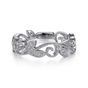 Gabriel & Co. Vintage Style Floral Leaf Stackable Ring