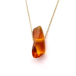 Genuine Natural Baltic Amber Necklace #52 - 16 Kt Gold plated chain necklace Handmade Jewelry - Great gift