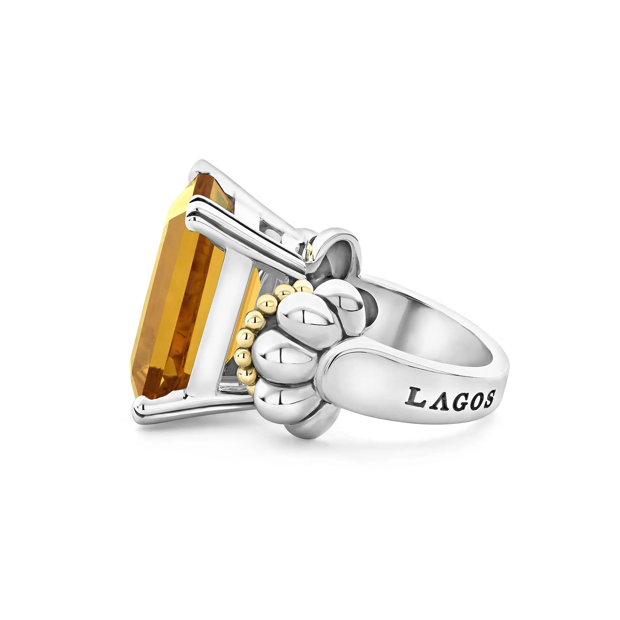 Glacier Large Emerald-Cut Citrine Ring