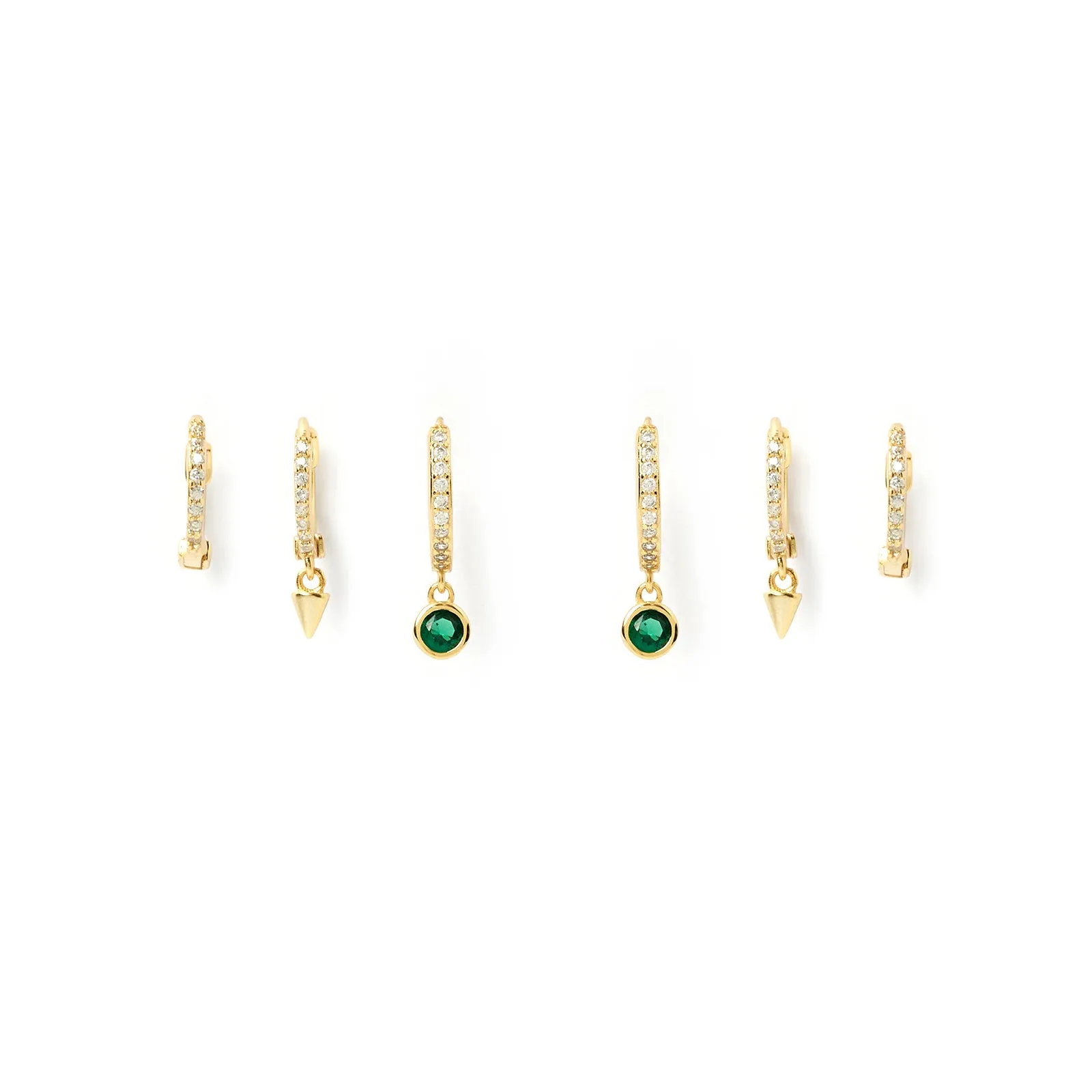 Glitter Earring Stack - Emerald