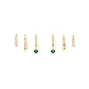 Glitter Earring Stack - Emerald