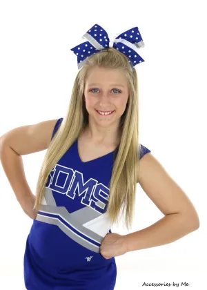 Glitter Royal Blue White Silver Cheer Bow