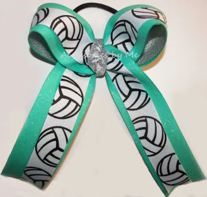 Glitter Volleyball Tropic Silver Ponytail Bow