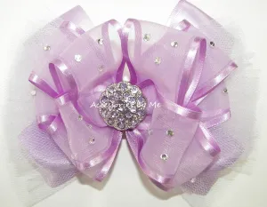 Glitzy Lavender Organza Tutu Hair Bow