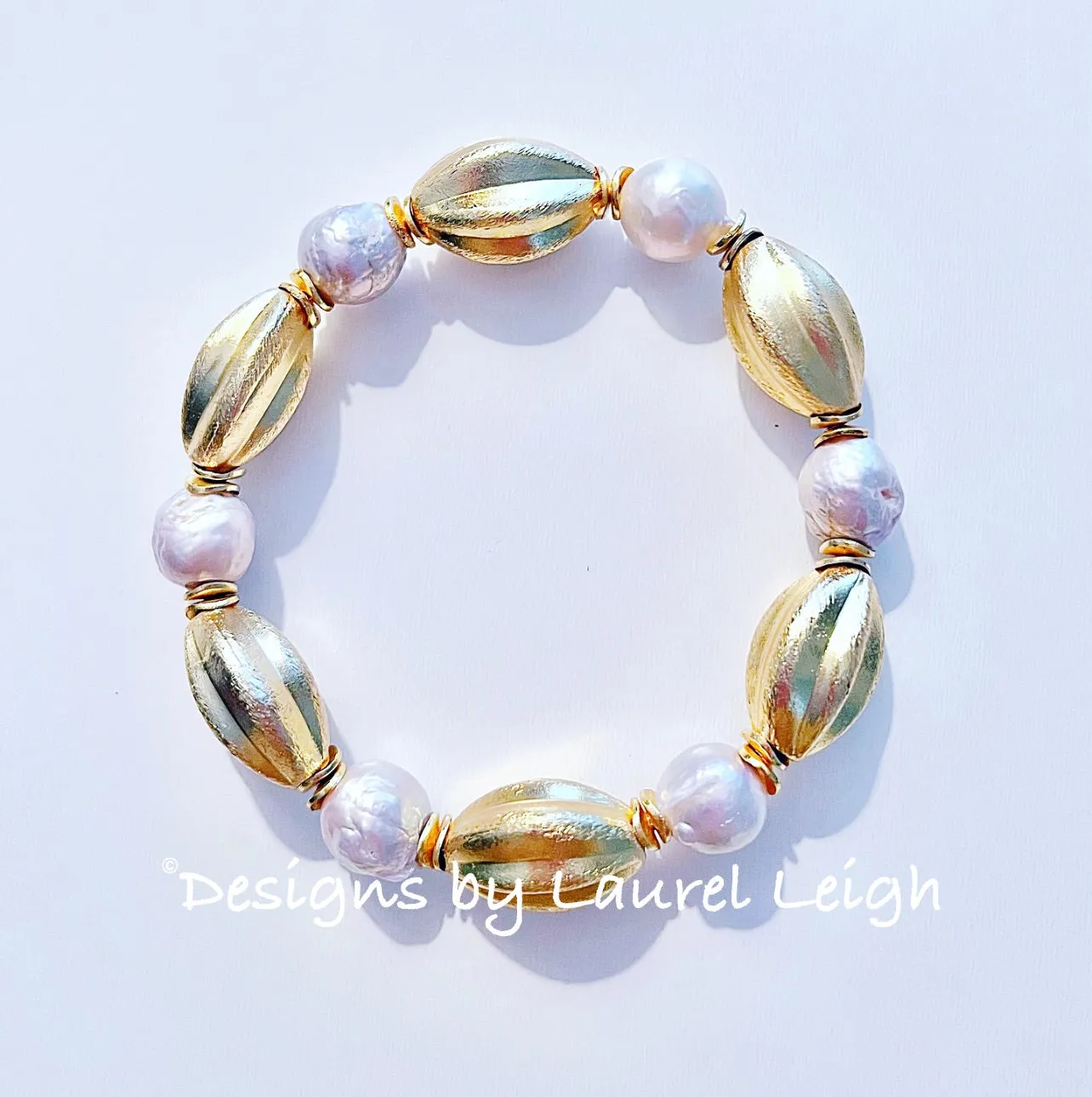 Gold Oval Bead Statement Bracelet