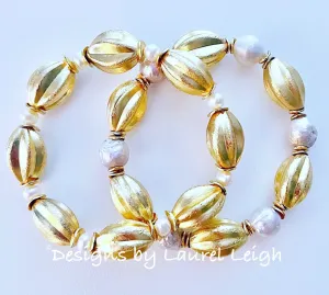 Gold Oval Bead Statement Bracelet