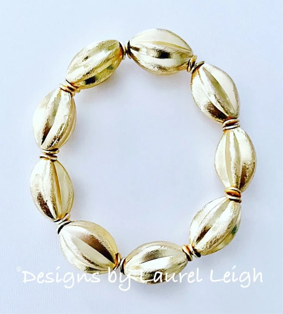 Gold Oval Bead Statement Bracelet