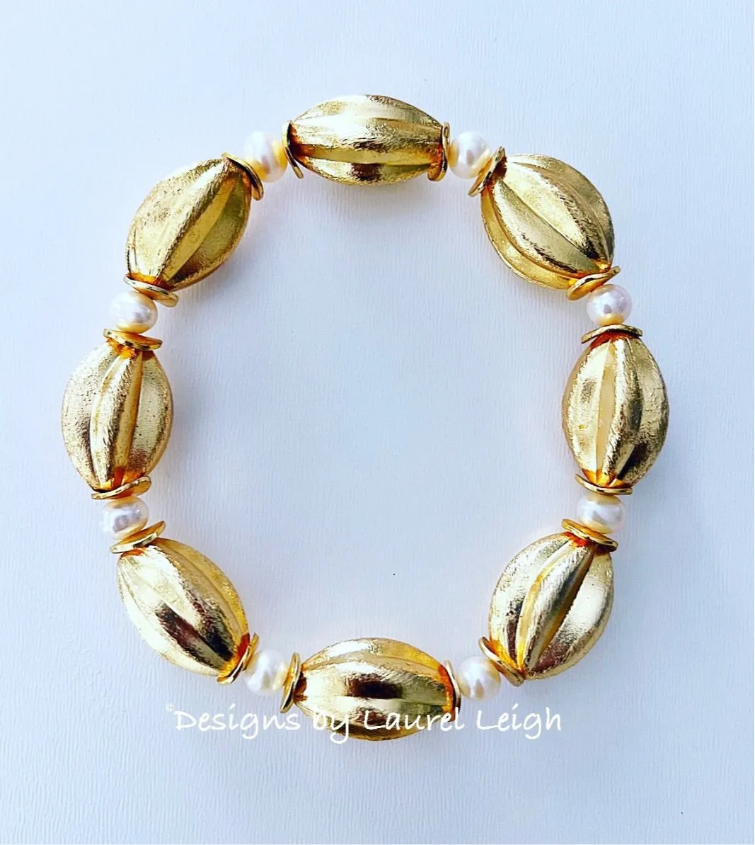 Gold Oval Bead Statement Bracelet