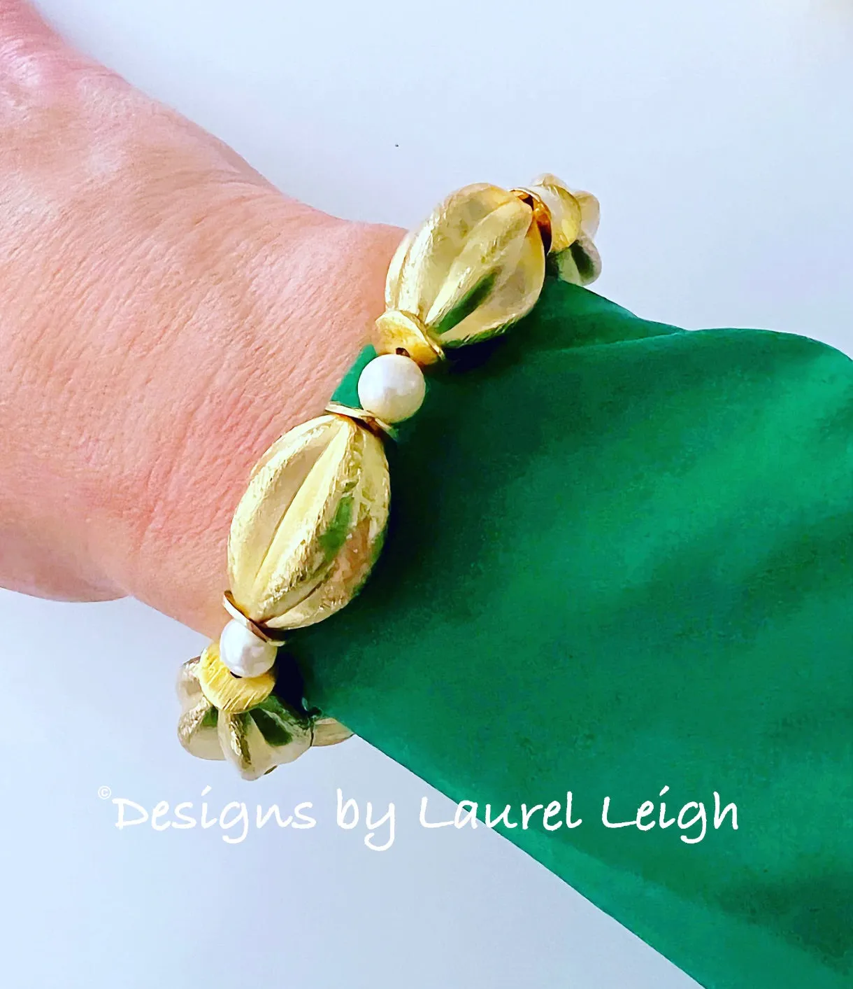 Gold Oval Bead Statement Bracelet