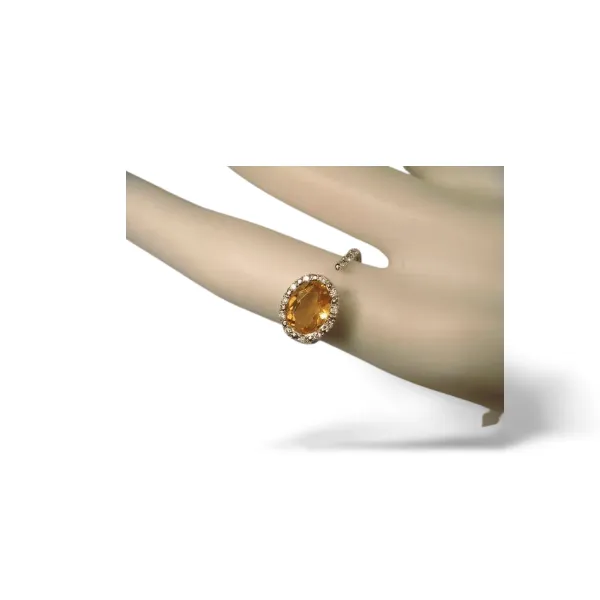 Gorgeous 18K White Gold Citrine Diamond Designer Ring Band