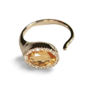 Gorgeous 18K White Gold Citrine Diamond Designer Ring Band