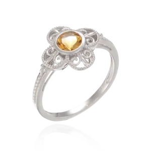 Graceful Luscious Natural Citrine Bezel Set Ring