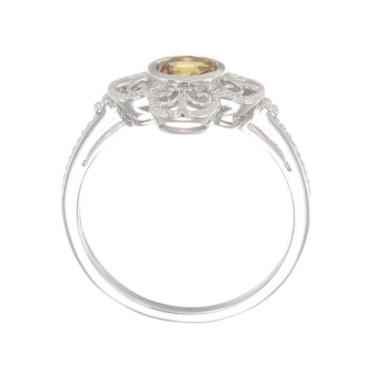 Graceful Luscious Natural Citrine Bezel Set Ring