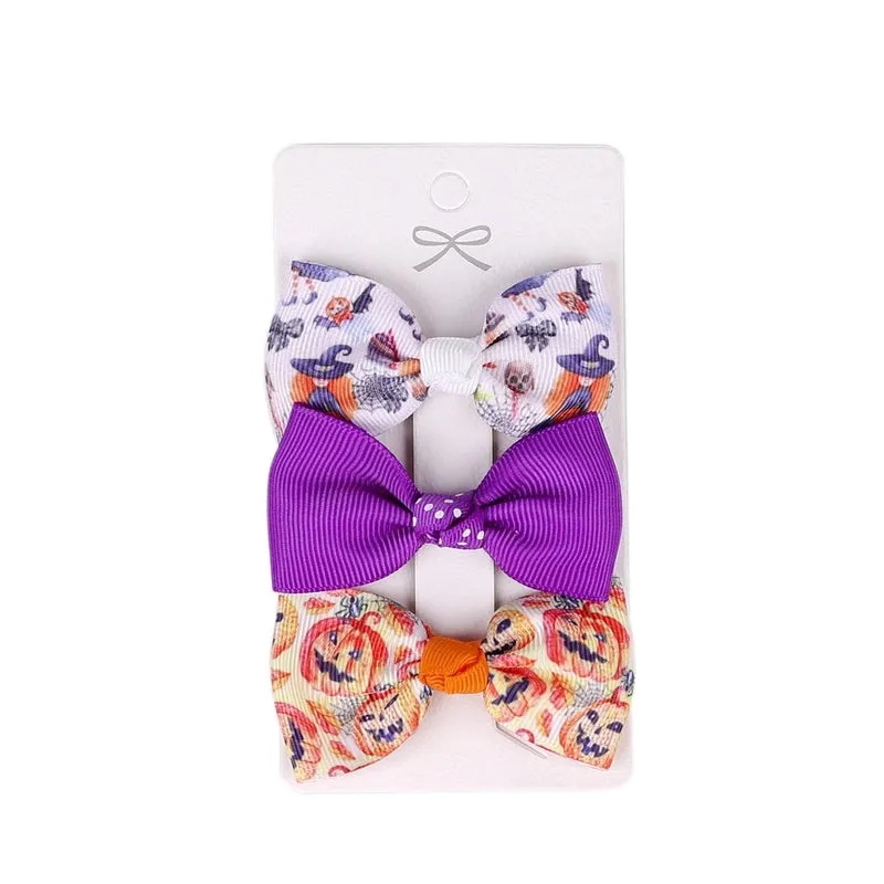 Halloween Children's Bow Hairpin Three-piece Set Wholesale