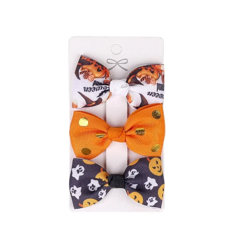 Halloween Children's Bow Hairpin Three-piece Set Wholesale