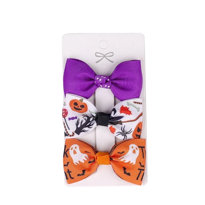 Halloween Children's Bow Hairpin Three-piece Set Wholesale