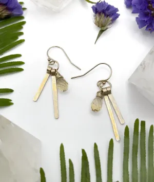 Hammered Fringe Citrine Earrings