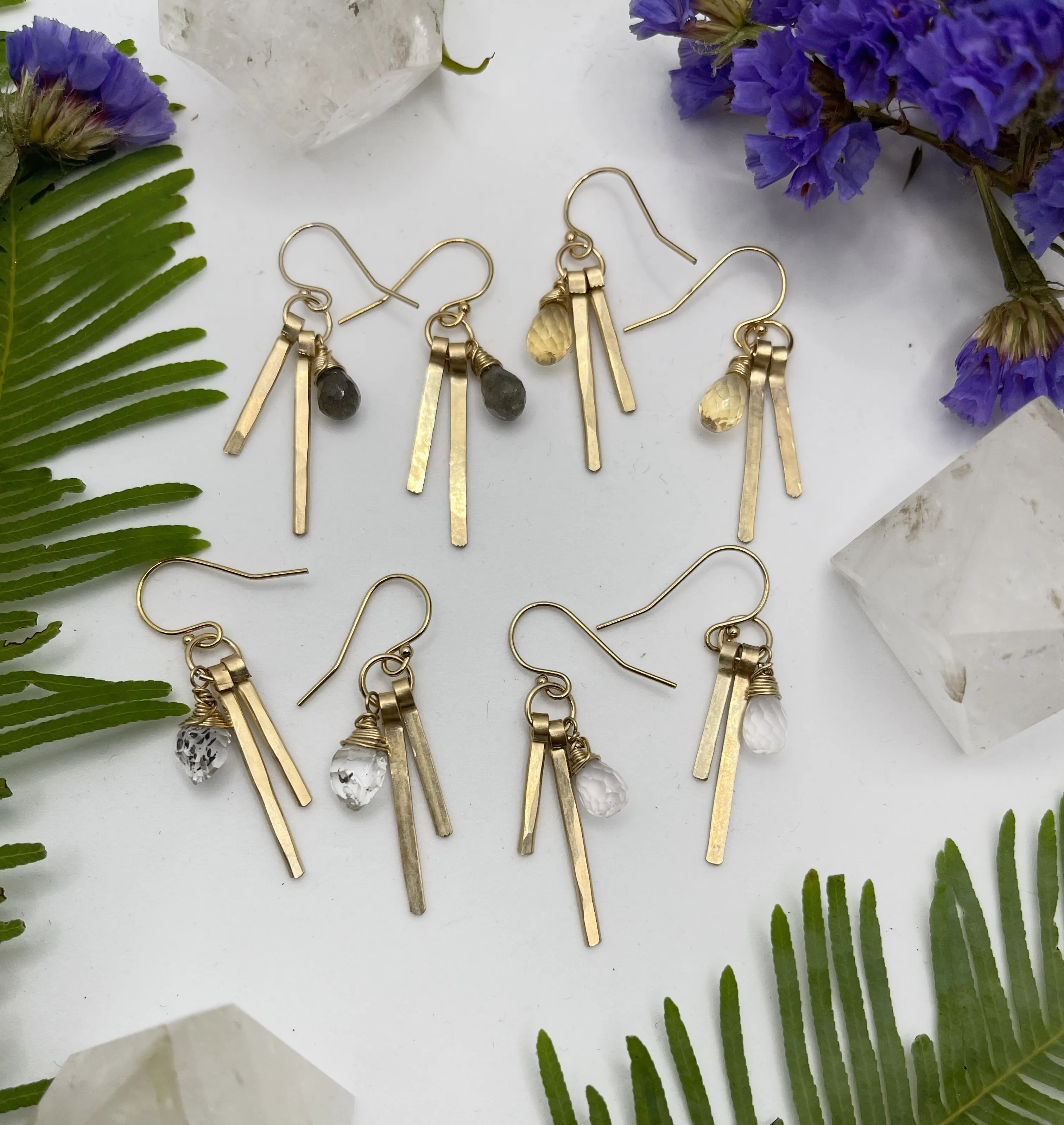 Hammered Fringe Citrine Earrings