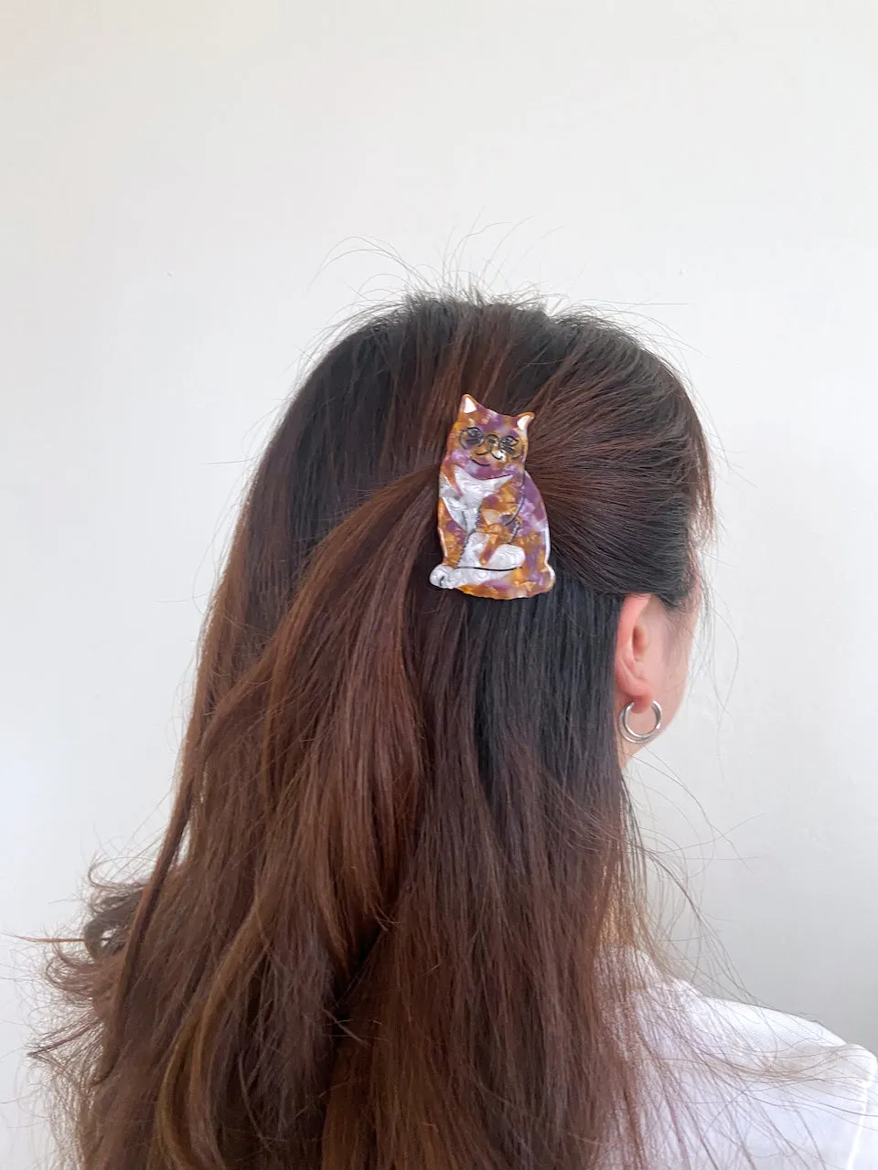 Hand-painted Exotic Tabby Cat Barrette Hair Clip | Eco-Friendly