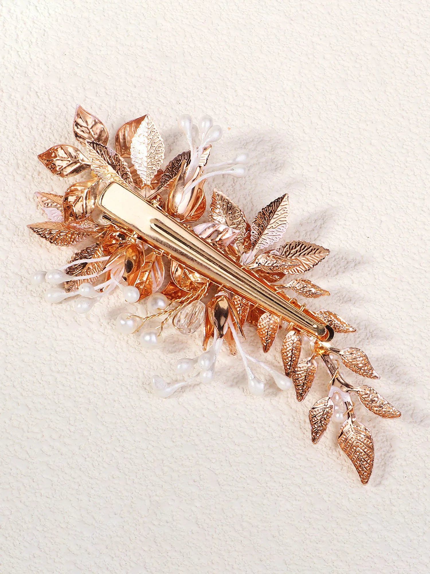 Hand-Painted Thin Floral Leaf Metal Hairpin