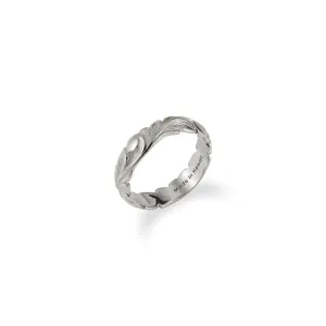 Hawaiian Heirloom Old English Scroll Ring in White Gold - 4.5mm