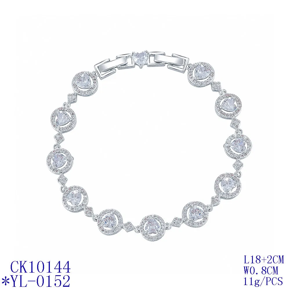 Heart 5A Cubic Zirconia Silver Bracelet Chains for Women CK10144