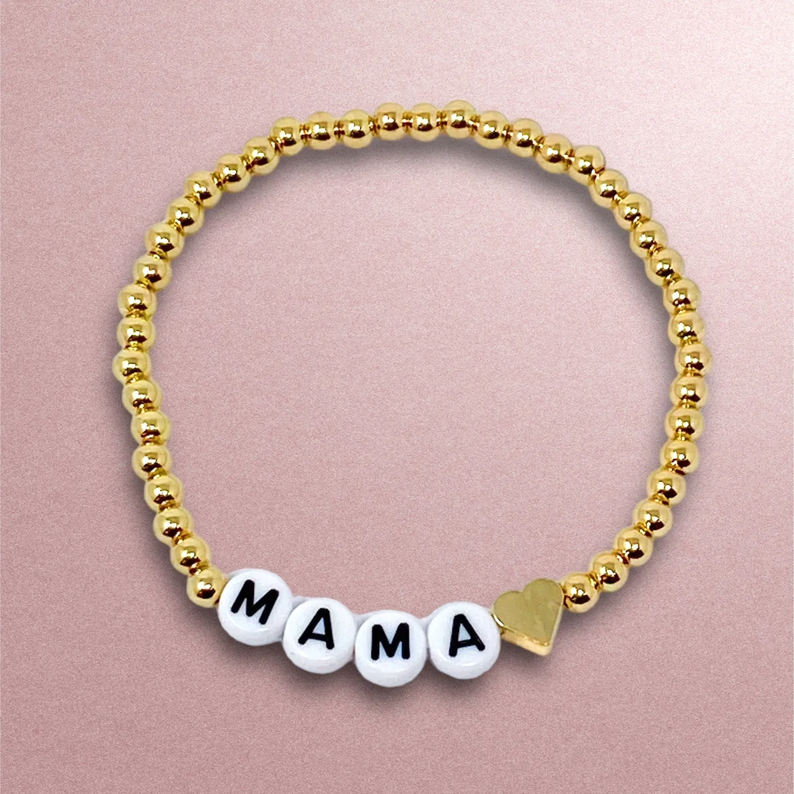 Heart My Mama Stretch Beaded Bracelet