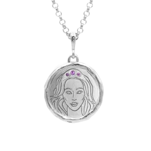 Hecate Goddess of Magic Triple Amethyst Medallion Necklace | Silver