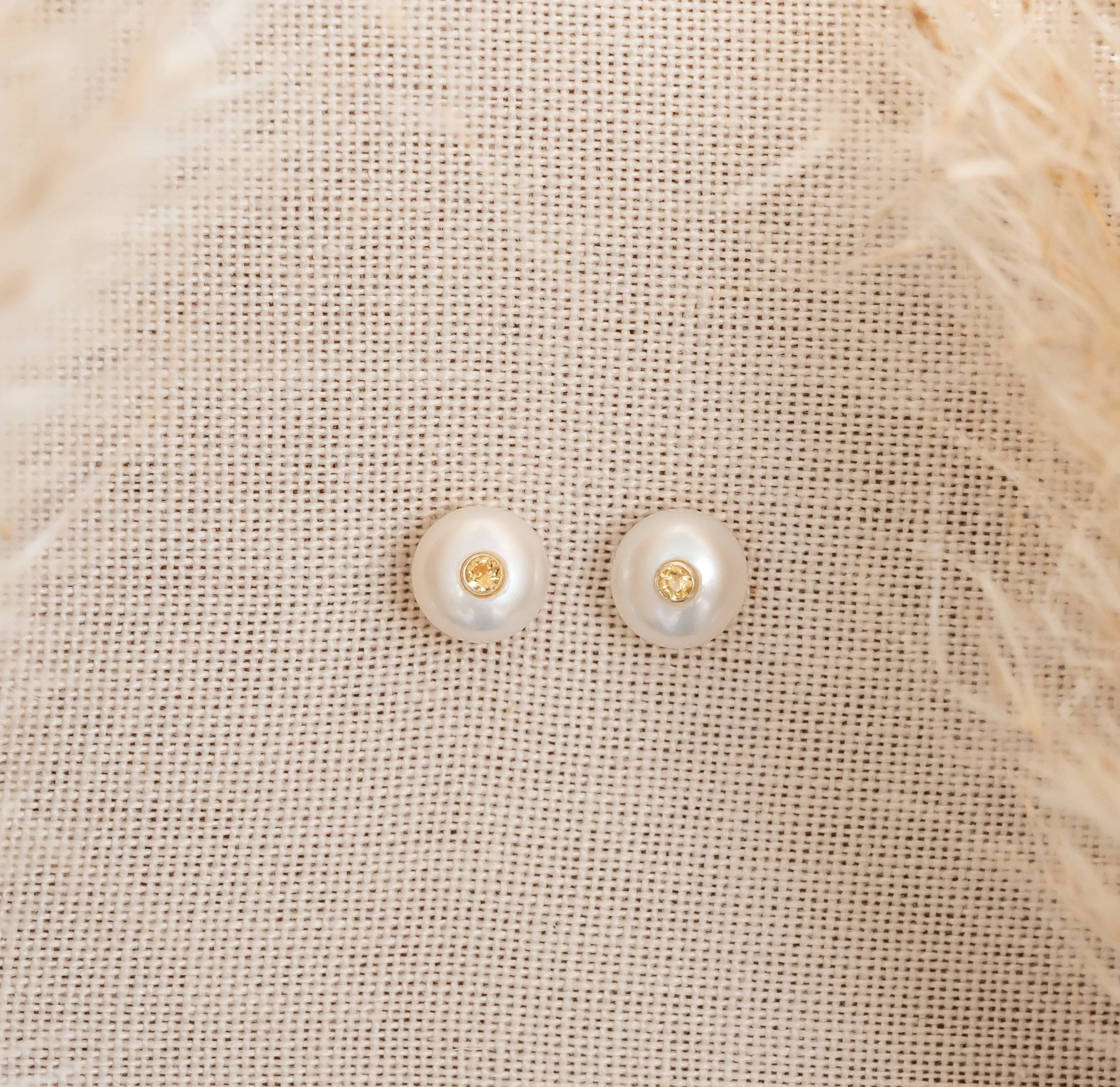 HERA Citrine Pearl Earrings