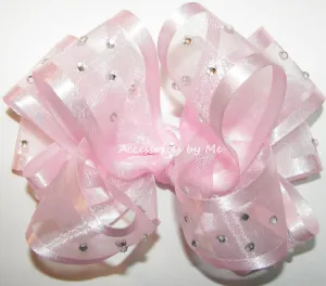 High Glitz Pink Organza Satin Hair Bow