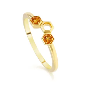 Honeycomb Citrin Ring in 9ct Gelb Gold