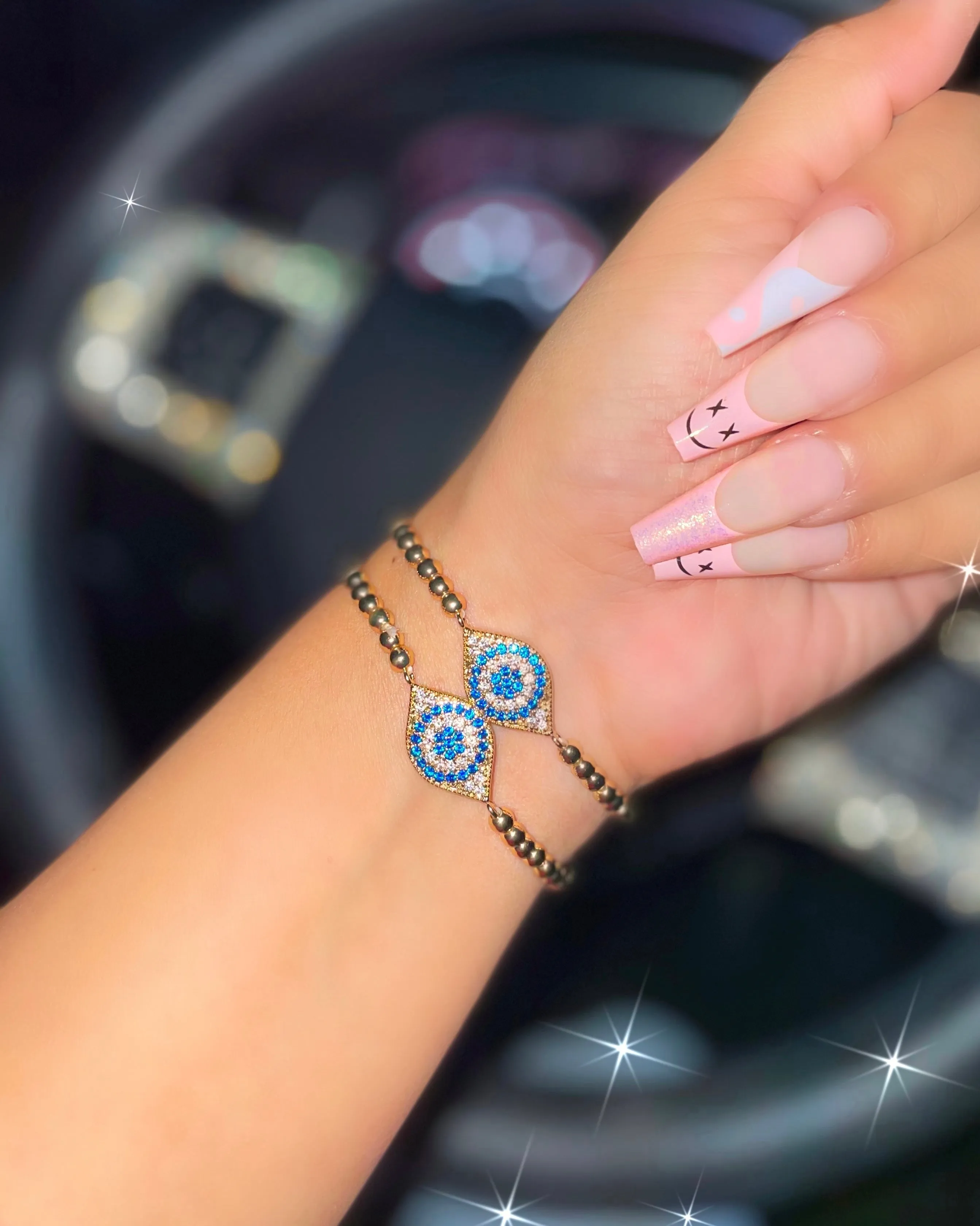 Icy Evil Eye Bead Bracelet