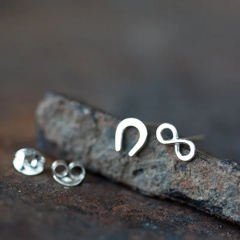 Infinite Luck - Tiny horseshoe and infinity symbol, unisex good luck gift