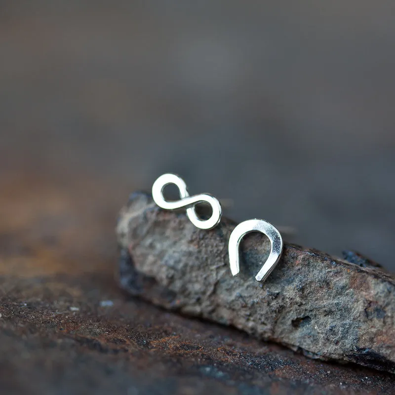 Infinite Luck - Tiny horseshoe and infinity symbol, unisex good luck gift