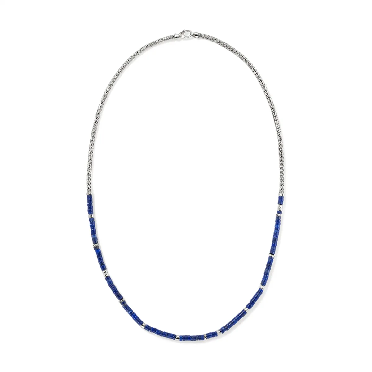 John Hardy Heishi Silver 3.5mm Slim Chain Necklace with Lapis